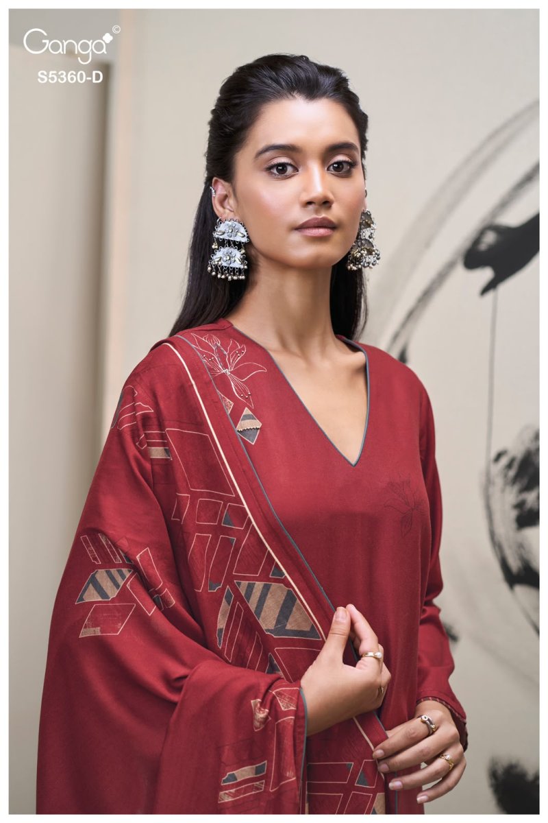 Berylia 5360 By Ganga Wool Pashmina Printed Dress Material